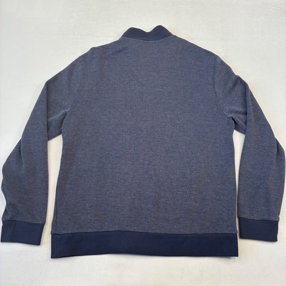 Calvin Klein Full Zip Sweater Mens Large Navy Blue Heather Mock Neck Casual Logo - Picture 3 of 8